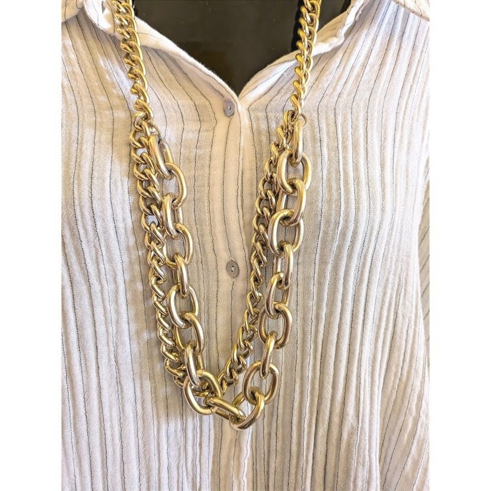 Chunky Curb Chain Necklace Womens Statement 80s Edgy Heavyweight Maximailist